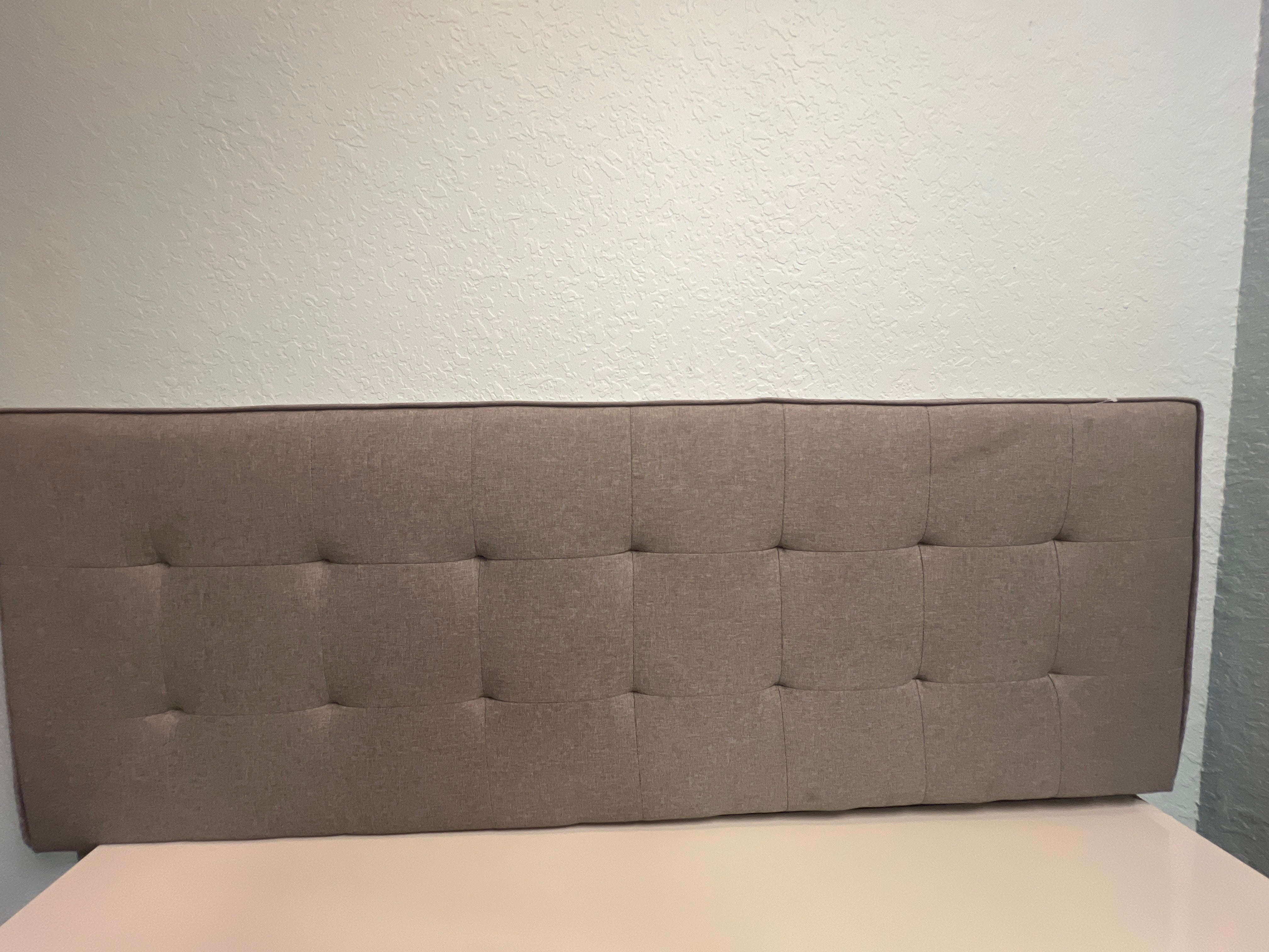 Gray Headboard With White and Gray Marble Dresser, Chest And Night Stand