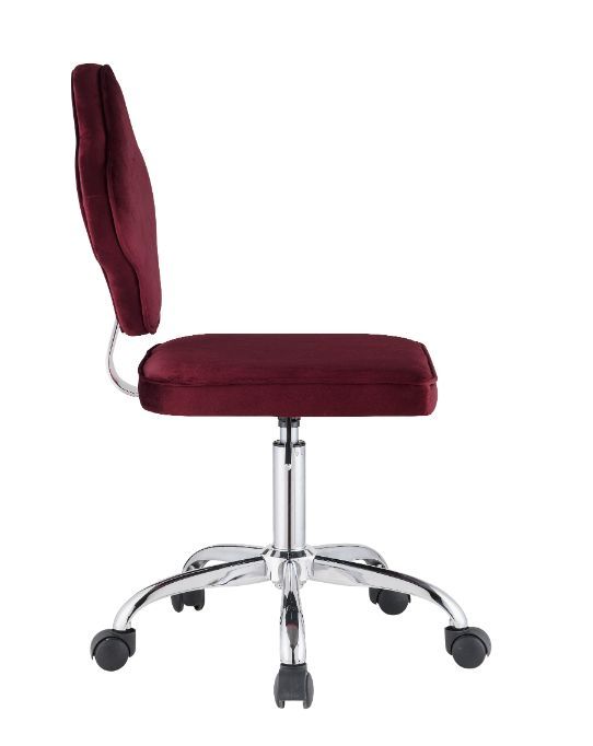 Silla de oficina Clover de terciopelo rojo
