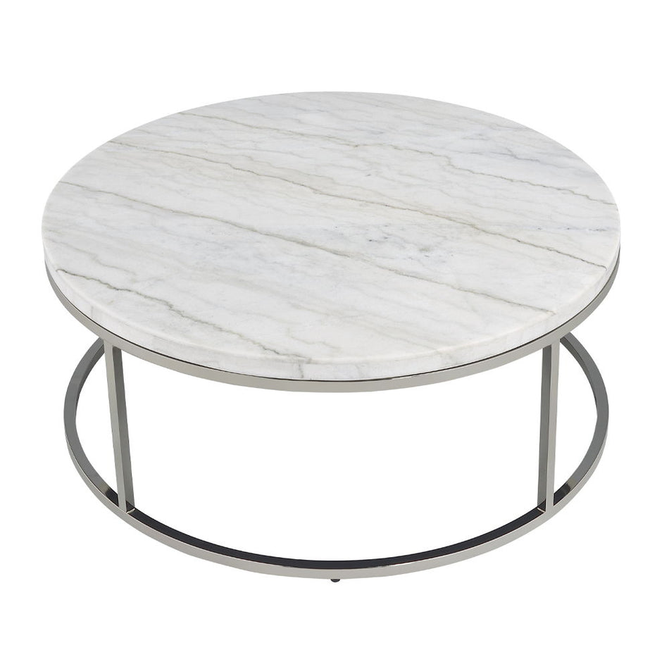 Zaidee - Coffee Table With Marble - Marble Top & Nickel