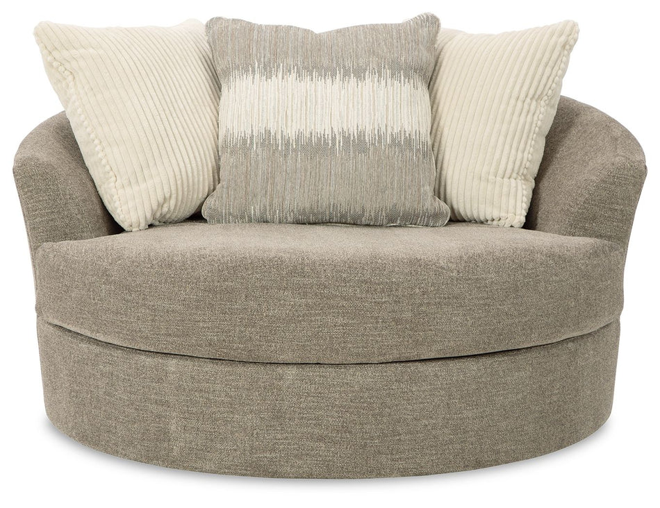 Creswell - Oversized Swivel Accent Chair - Stone