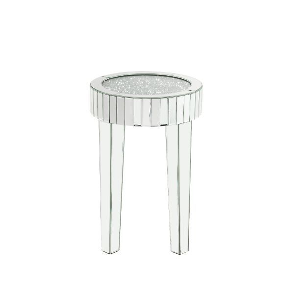 Mesa auxiliar Ornat con espejo y diamantes falsos, 24"