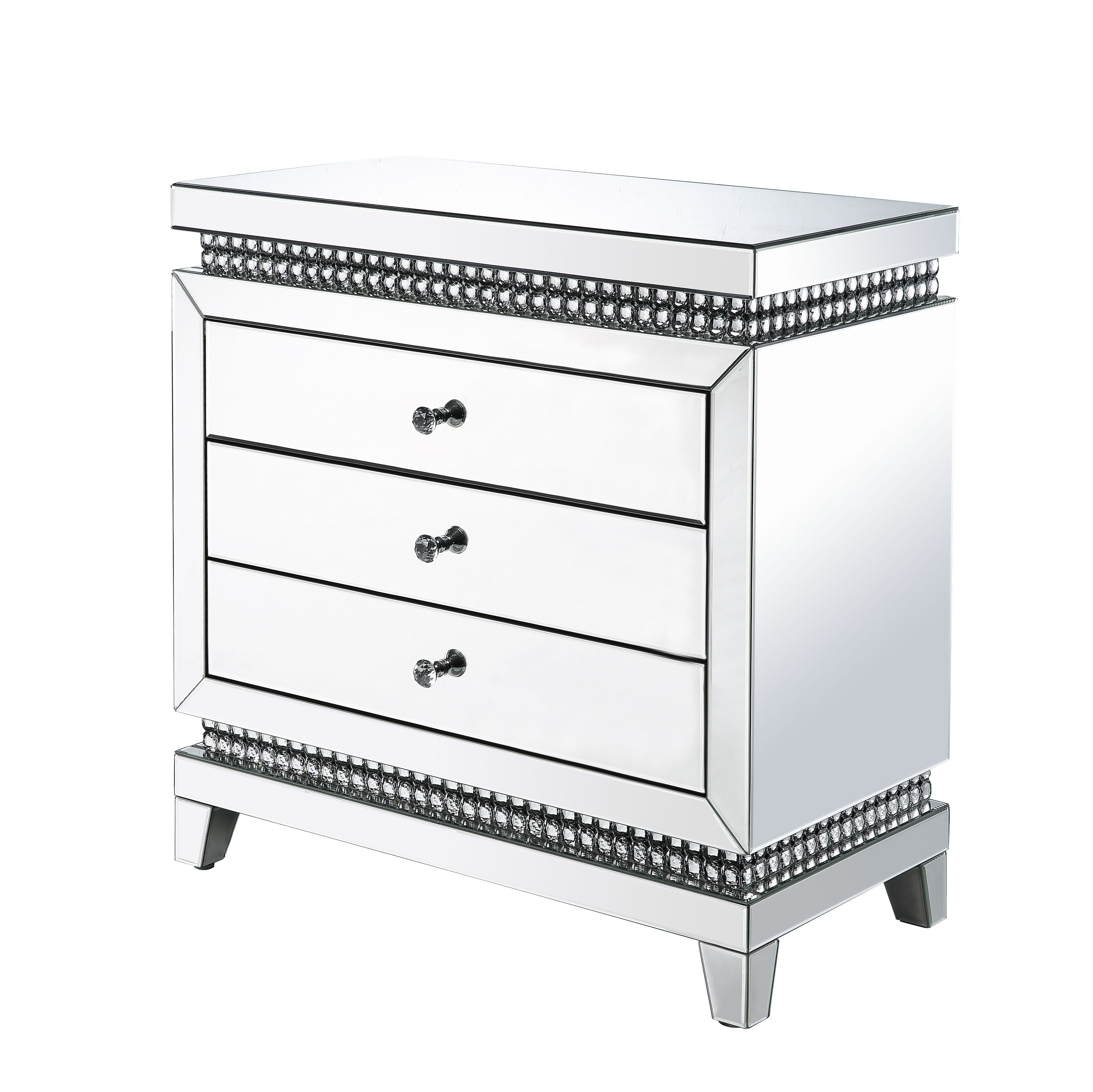 Mesa auxiliar Lotus con espejo y cristales de imitación, 32"