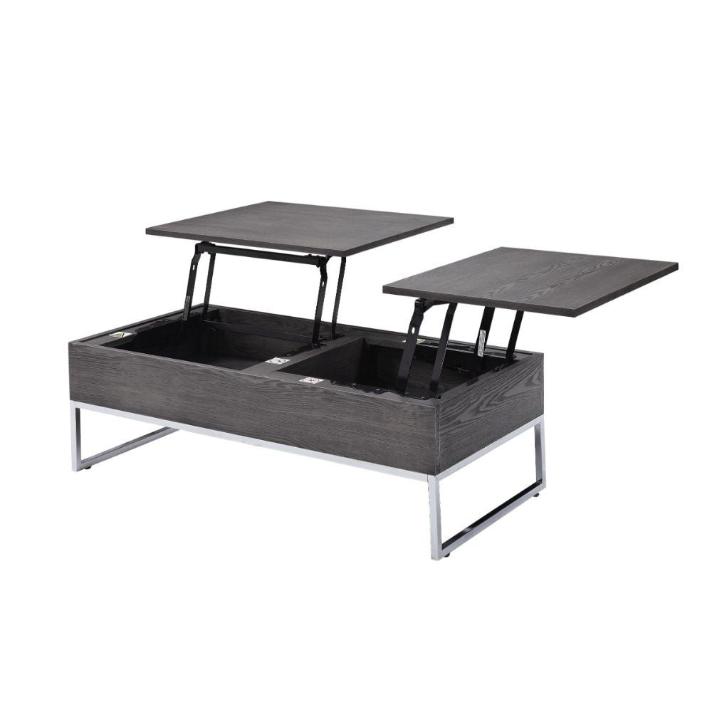 Iban - Mesa de centro - Roble gris y cromo