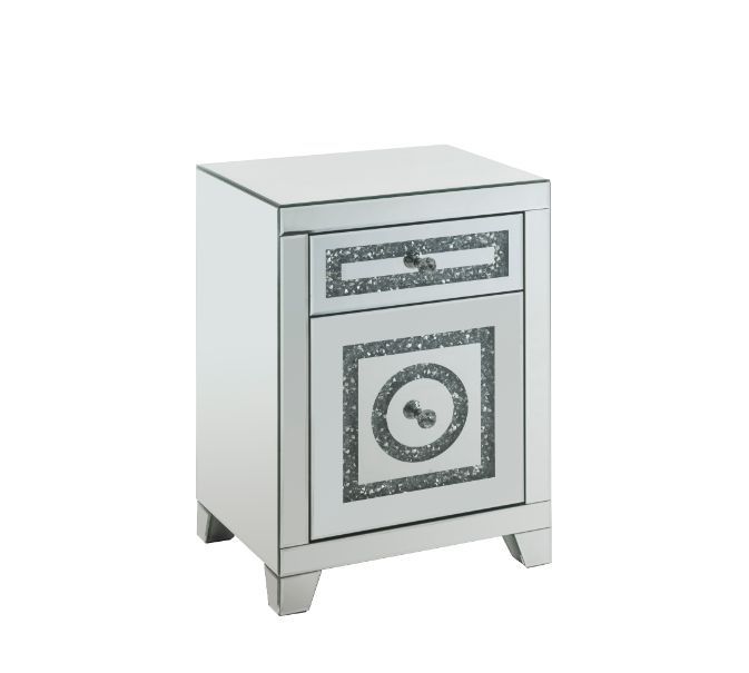 Noralie - Mesa auxiliar con cajones de almacenamiento - Espejo y diamantes falsos - 26"