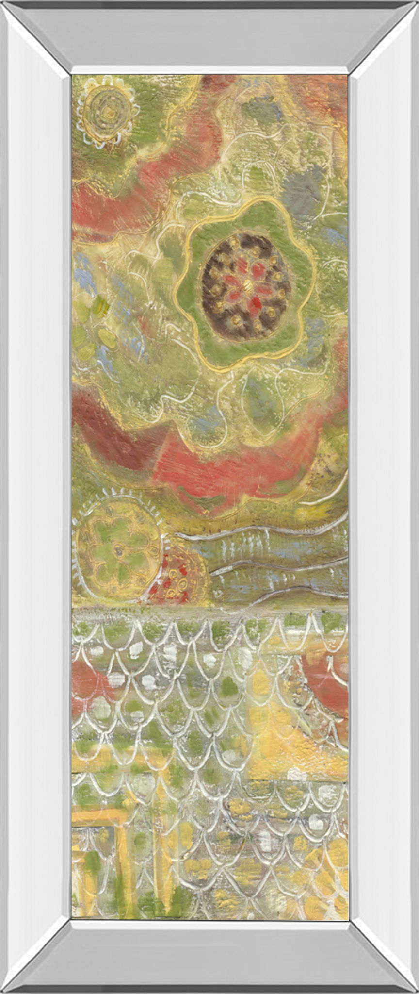 Moroccan Whimsy I By Karen Deans - Mirror Framed Print Wall Art - Red