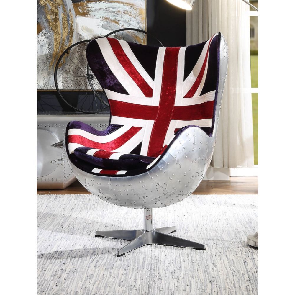 Brancaster - Silla decorativa - Tela estampada y aluminio