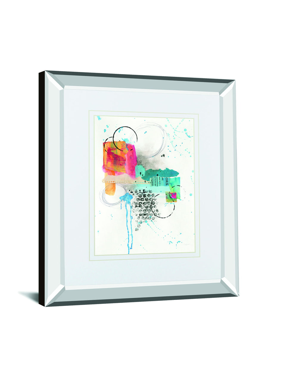 Abstract Skyline I By Courtney Prahl Mirrored Frame - Red