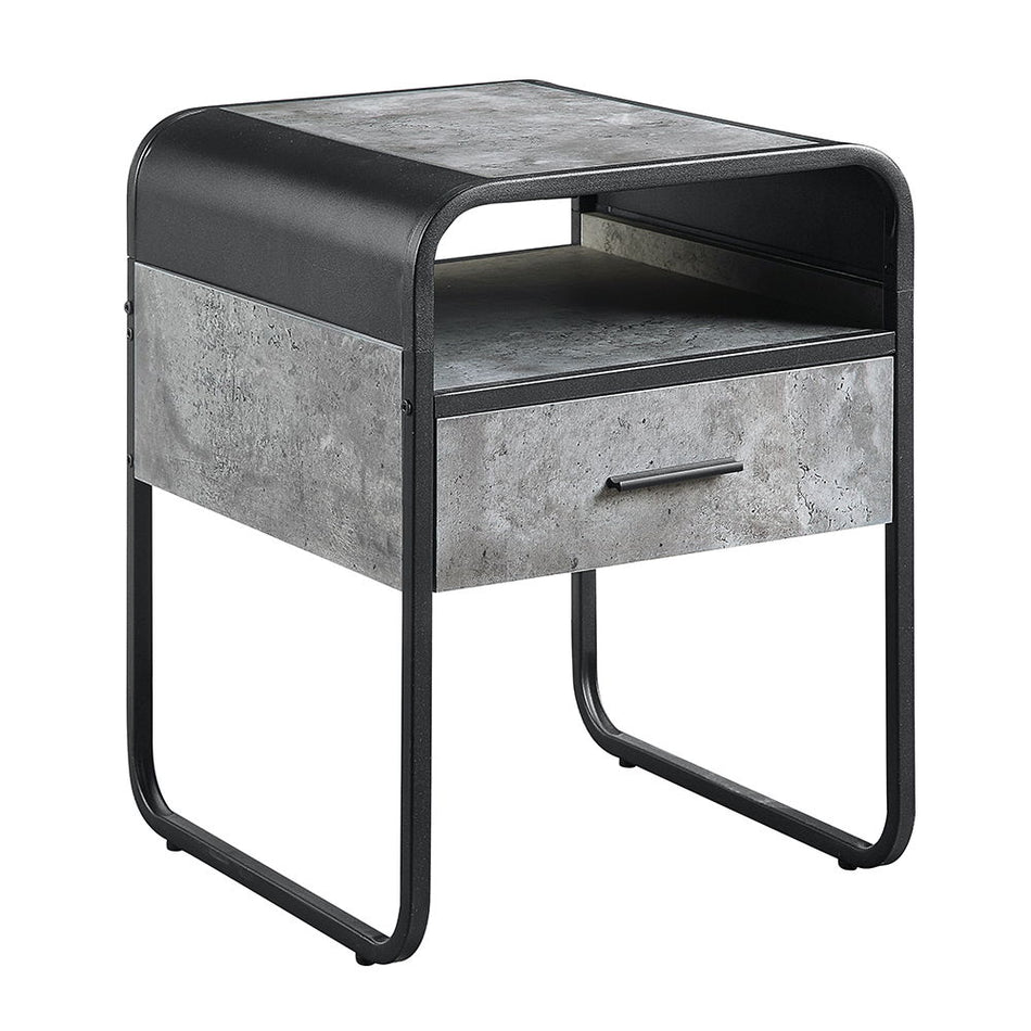 Raziela - 22" End Table - Concrete Gray & Black