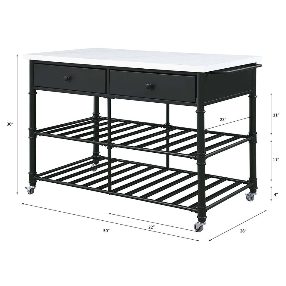 Emery - Kitchen Island - White Cultured Marble Top & Gray