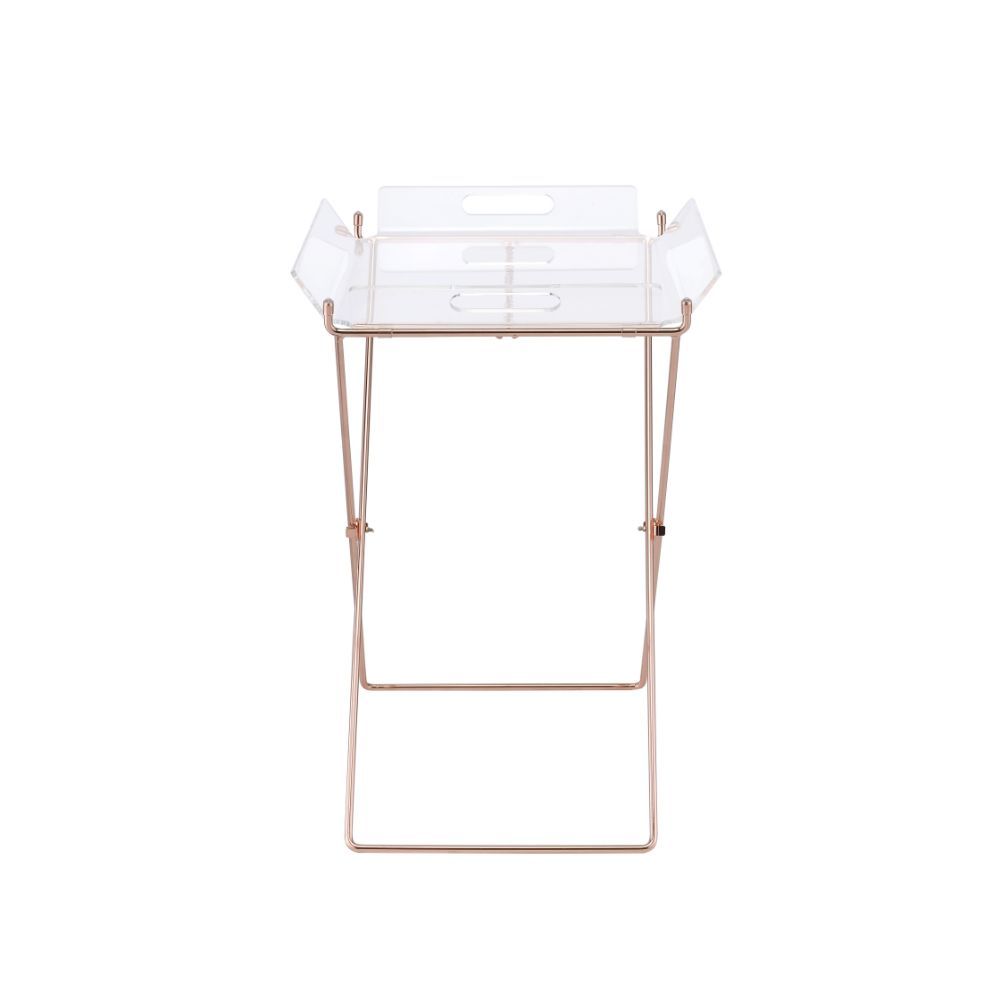 Cercie - Mesa con bandeja - Acrílico transparente y cobre