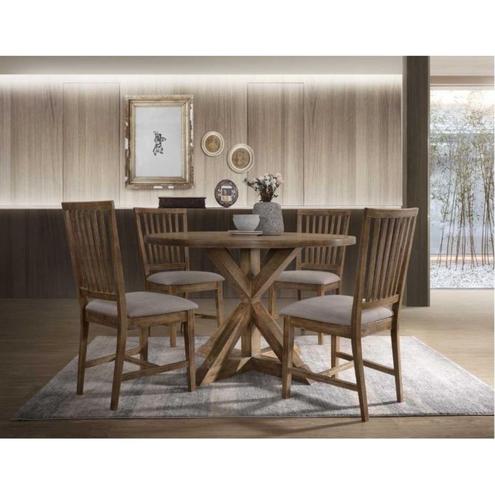 Mesa de comedor Wallace II en roble desgastado