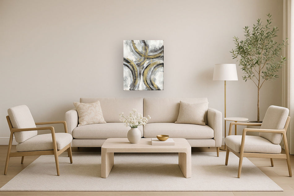 32x40 Hand Painted Textured Canvas - Dark Gray