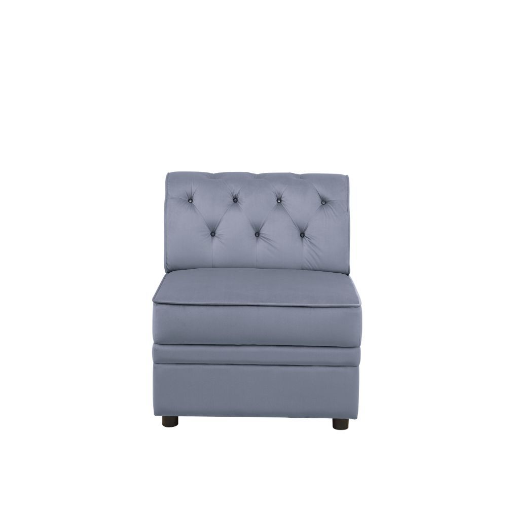 Bois II - Silla sin brazos - Terciopelo gris