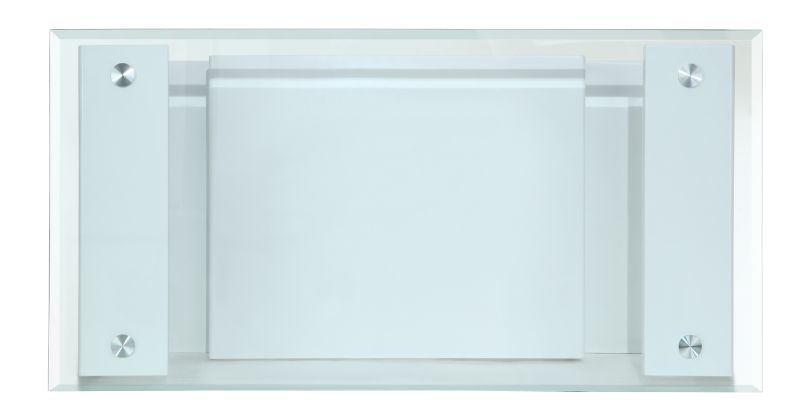 Nevaeh - Mesa de centro - Vidrio transparente y acabado blanco de alto brillo