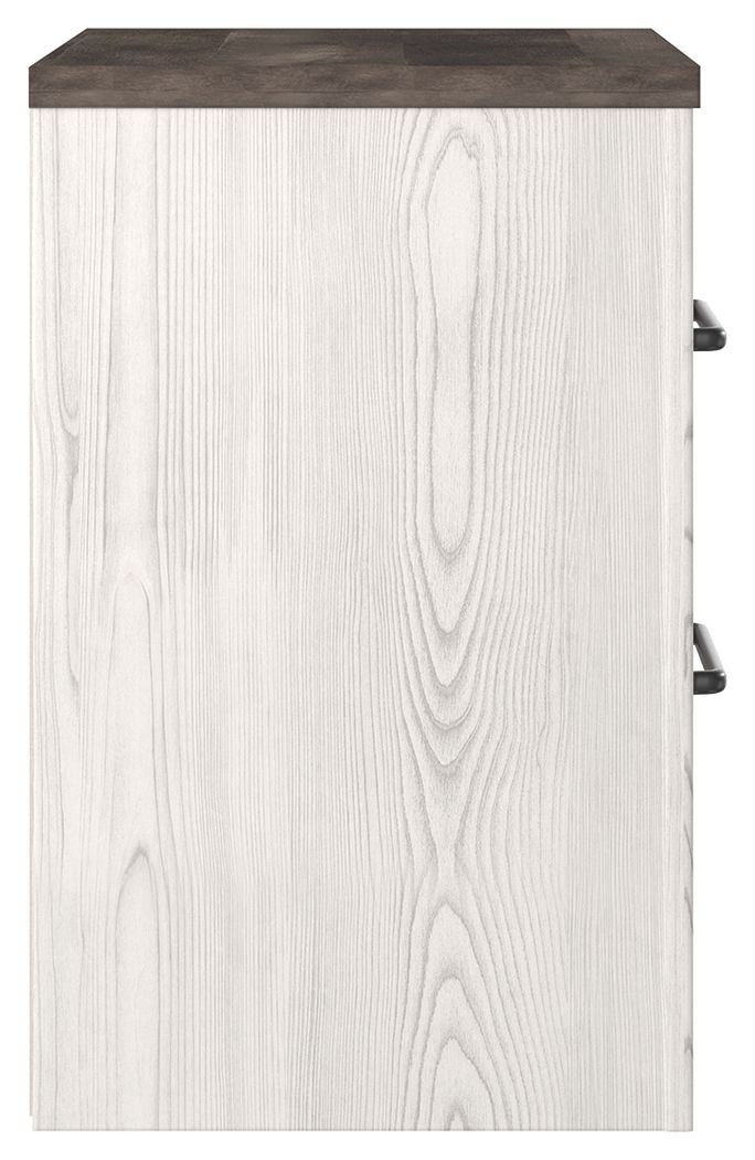 Gerridan - Mesilla de noche con dos cajones, color blanco y gris