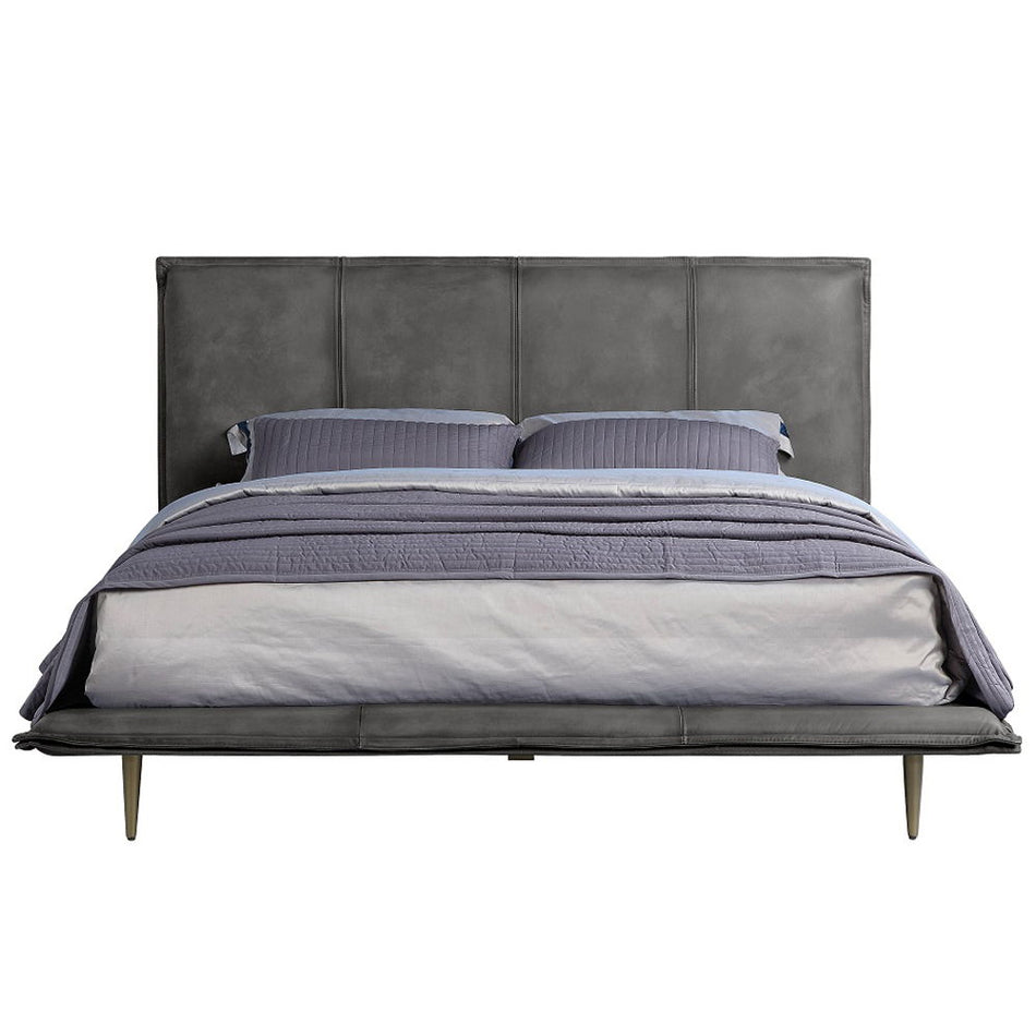 Metis - Cama King Eastern - Cuero de grano superior gris