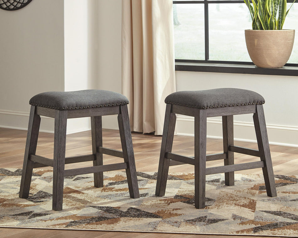 Taburete tapizado Caitbrook gris (juego de 2)