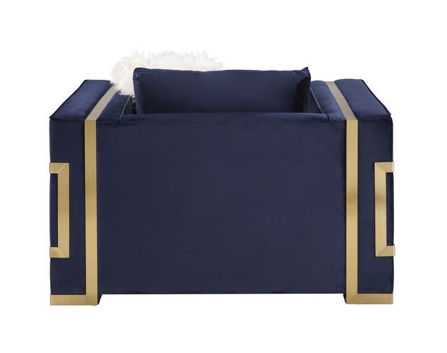 Virrux - Silla - Terciopelo azul y acabado dorado