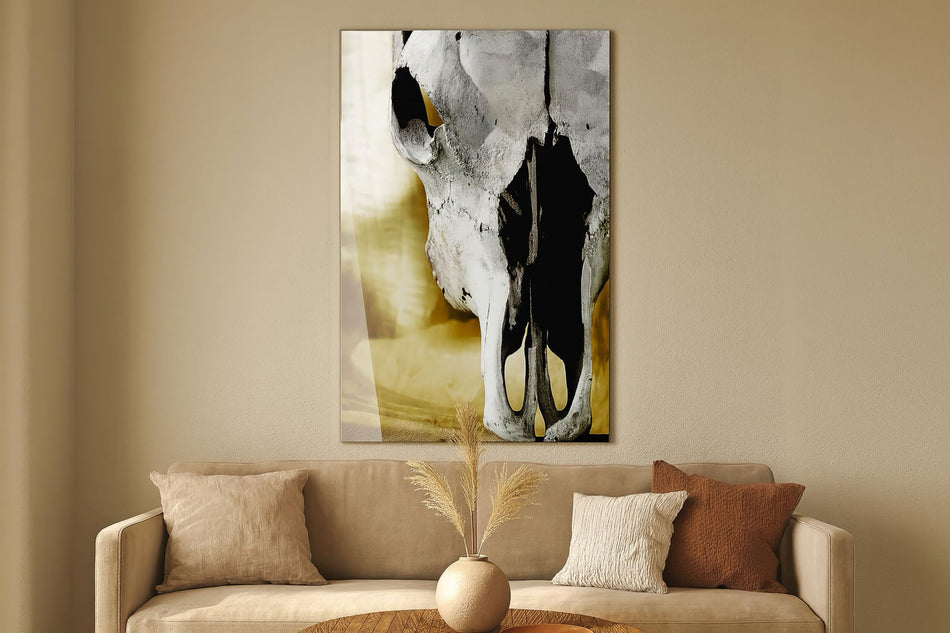 Tempered Glass With Foil - Cattle Skull - White