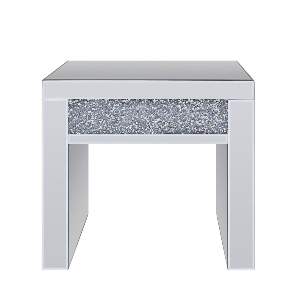 Noralie - Mesa auxiliar - Espejo y diamantes falsos - 23"