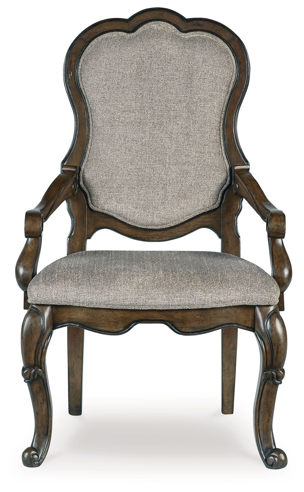 Maylee - Silla de comedor tapizada con brazos en marrón oscuro (juego de 2)