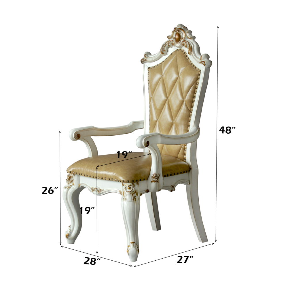 Picardy - Silla (juego de 2) - PU color caramelo y perla antigua