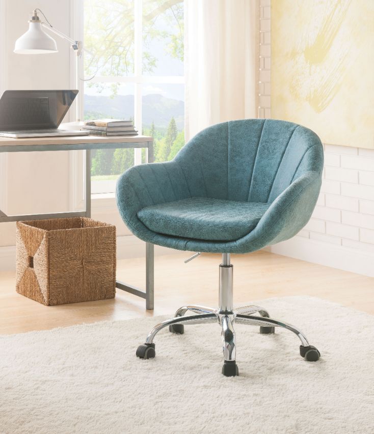 Giolla - Silla de oficina - PU turquesa vintage y cromo