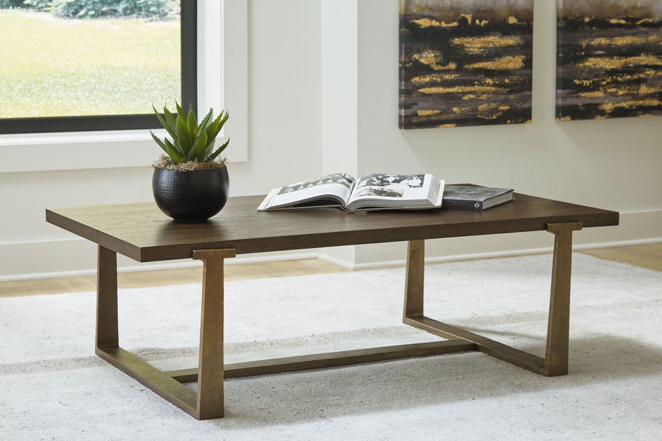 Balintmore - Rectangular Cocktail Table - Brown / Gold Finish
