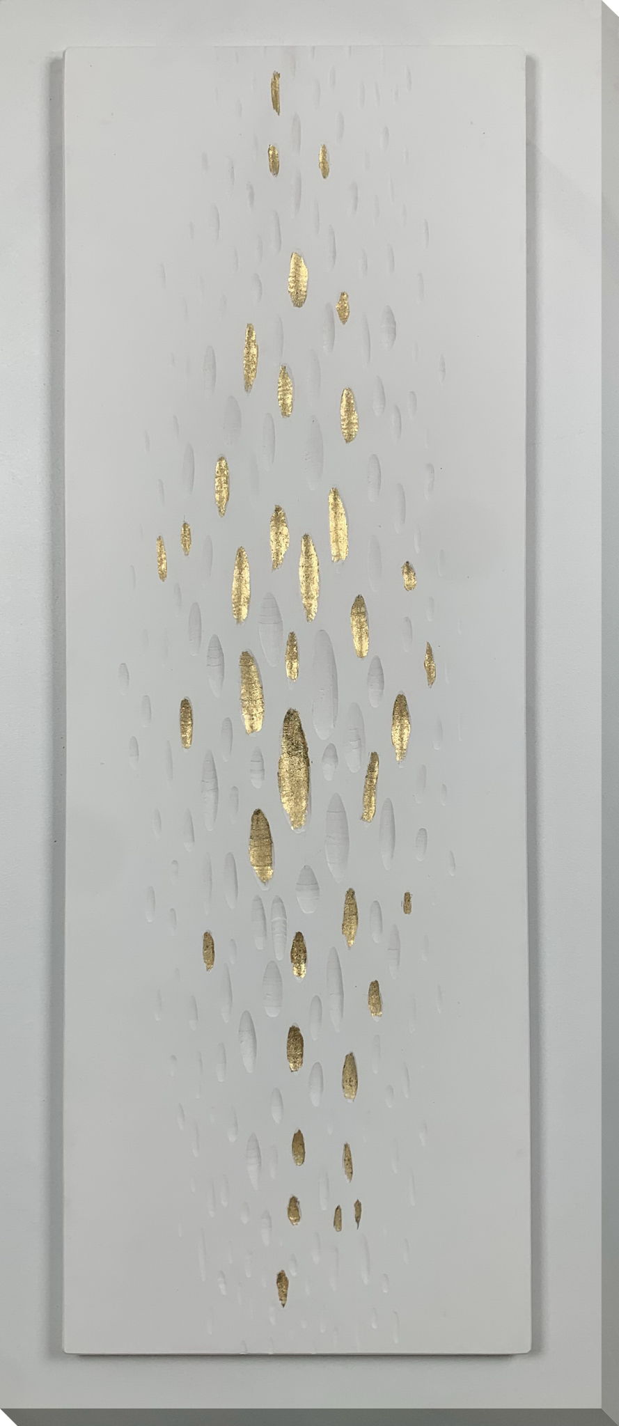 "Golden Drops" Hand-Painted Wrapped Canvas - White / Gold