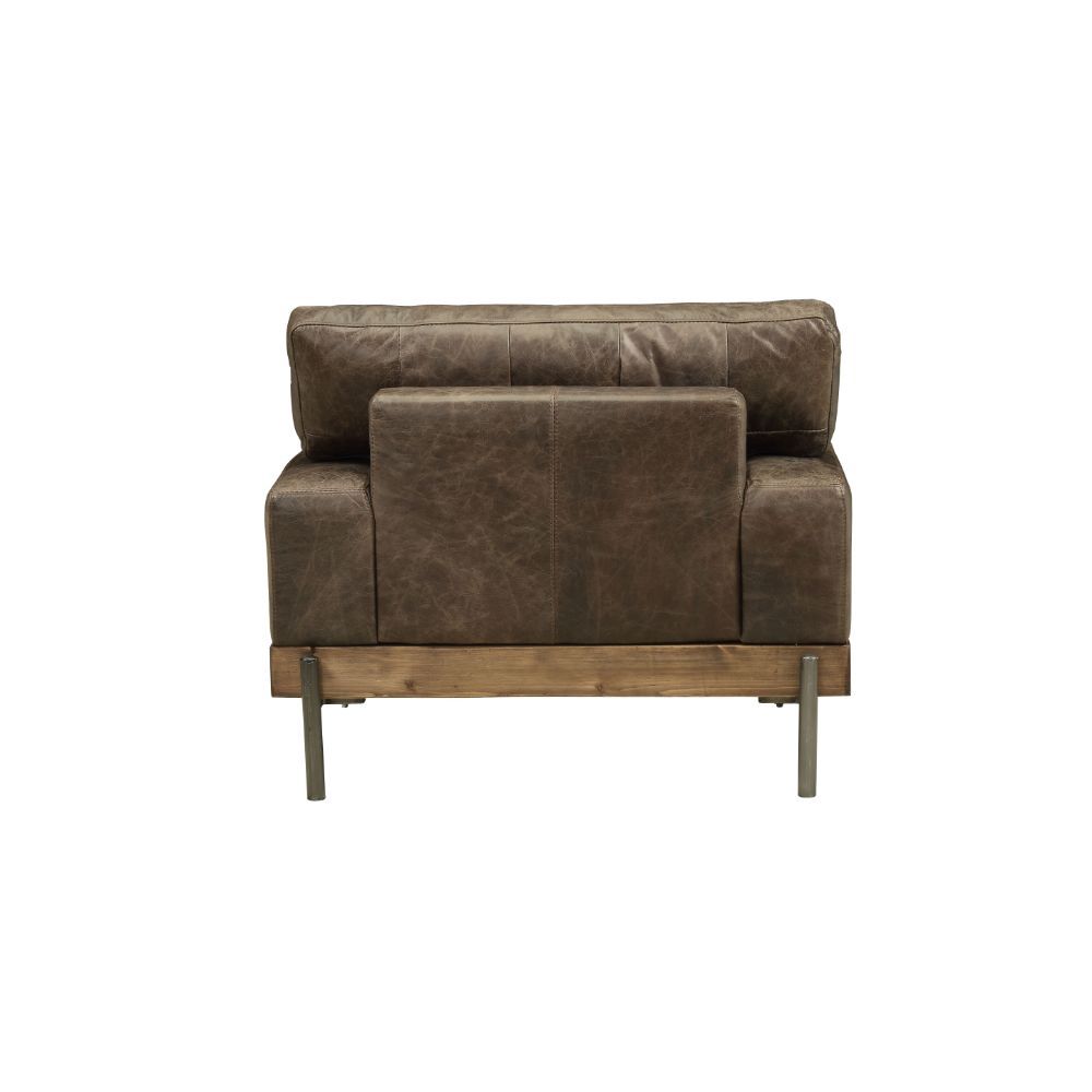 Silchester - Silla - Roble y cuero de grano superior Distress Chocolate