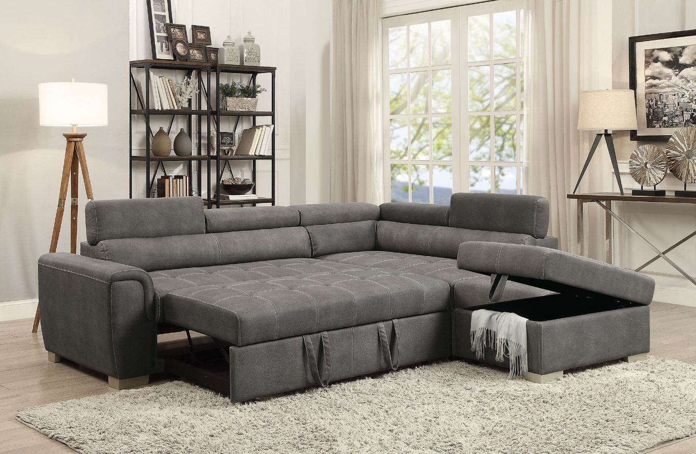 Sofá modular Thelma - Microfibra pulida gris