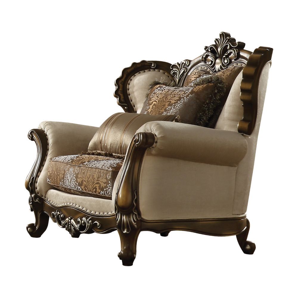 Latisha - Silla - Marrón, Tela estampada y Roble antiguo