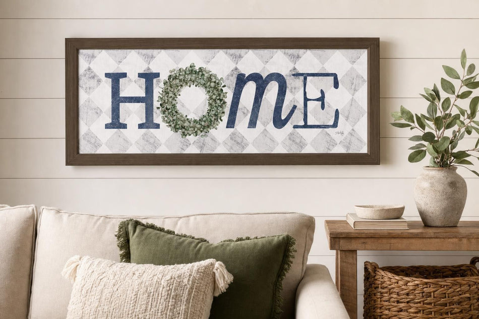 18x42 Home With Eucalyptus Wreath I By Marla Rae - Gray