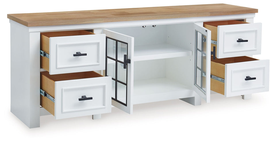 Ashbryn - Blanco / Natural - Mueble de TV extragrande