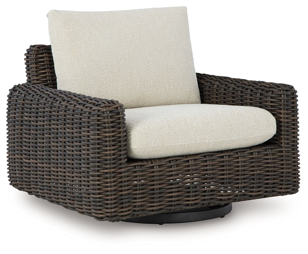 Kimora - Beige / Marrón oscuro - Sillón giratorio con cojín