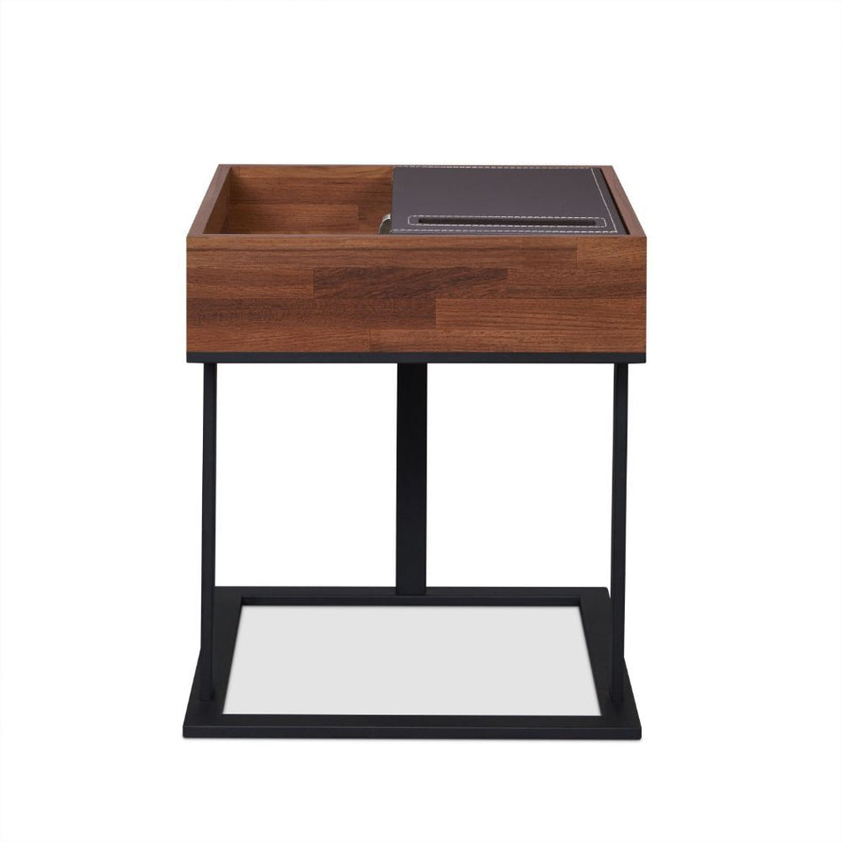 Sara II - Accent Table - Espresso Pu, Walnut & Sandy Black