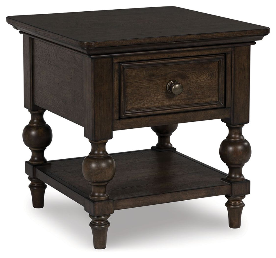 Veramond - Marrón oscuro - Mesa auxiliar cuadrada
