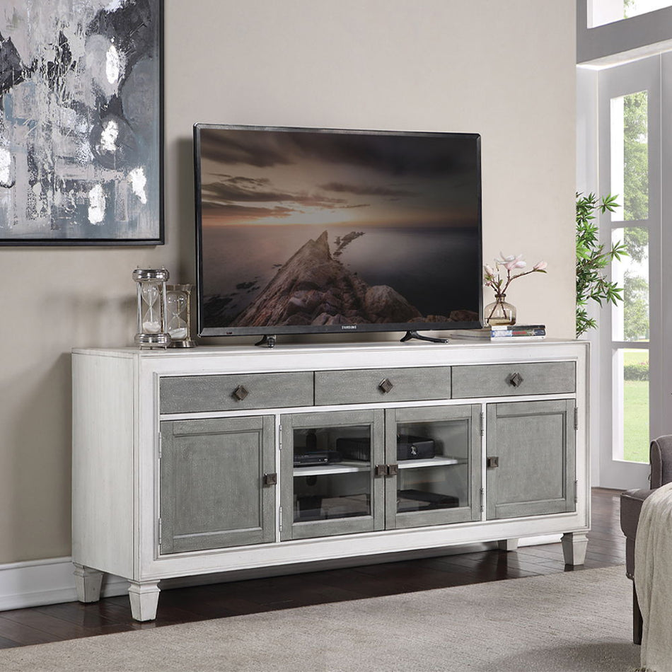 Katia - TV Stand - Rustic Gray & Weathered White