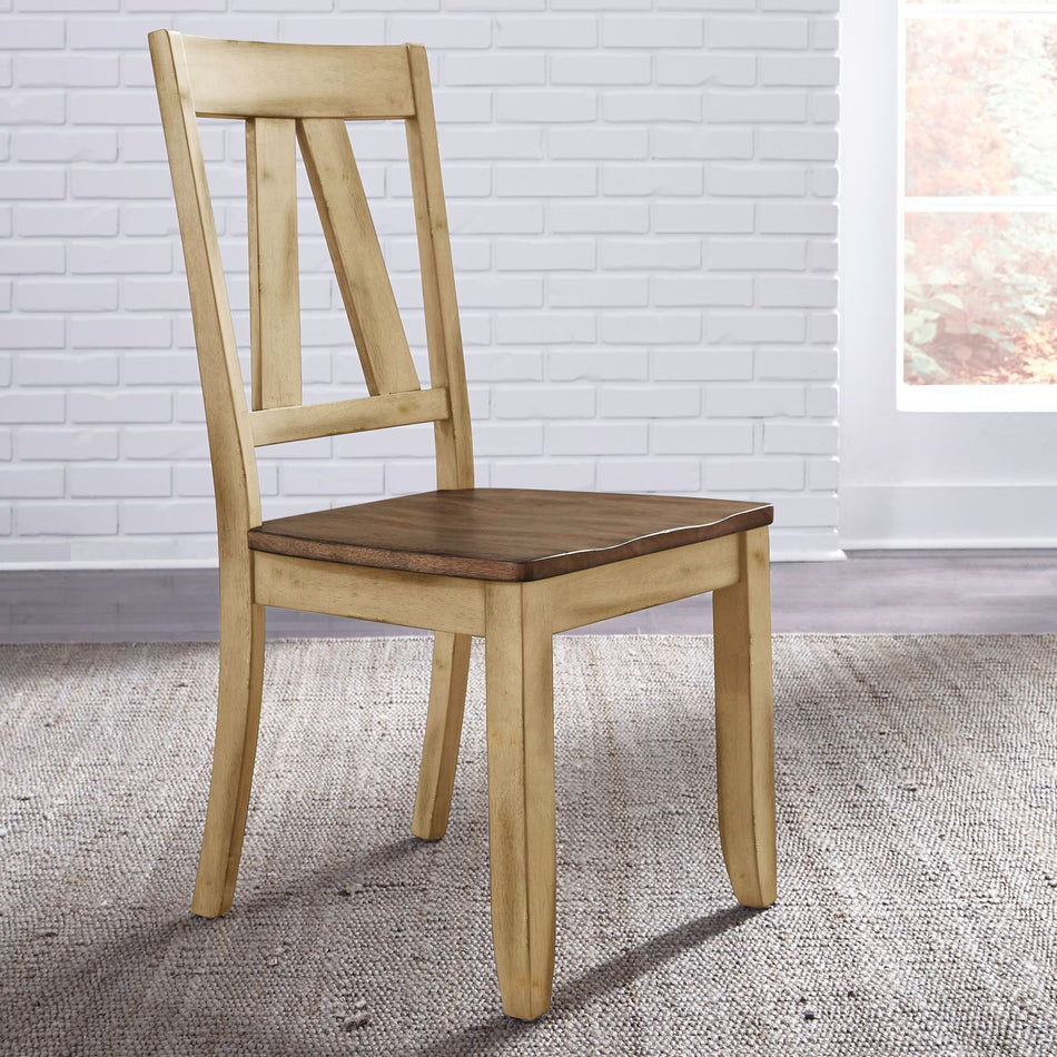 Lindsey Farm - Splat Back Side Chair - Natural & Brown