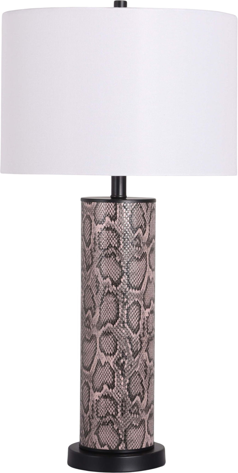 "Serpent Elegance" Faux Leather Table Lamp With Metal Base (Set of 2) - Snake Skin / Asb