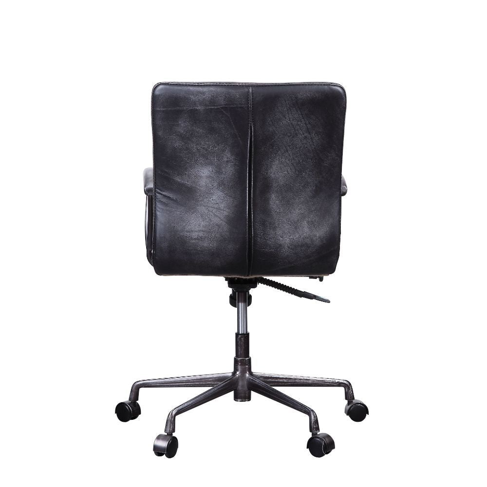 Barack - Silla de oficina ejecutiva - Cuero de grano superior negro vintage y aluminio