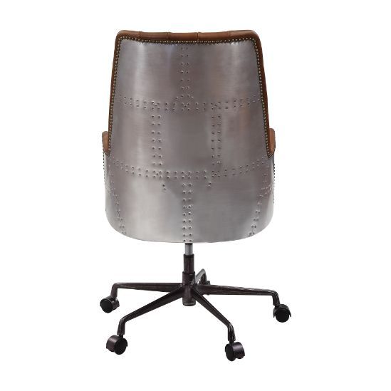 Salvol - Silla de oficina - Cuero Sahara y aluminio
