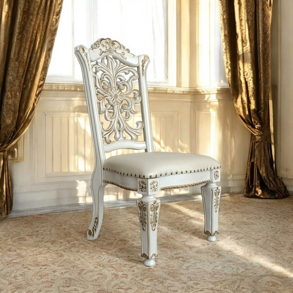 Vendome - 48" Side Chair (Set of 2) - Synthetic Leather & Antique Pearl