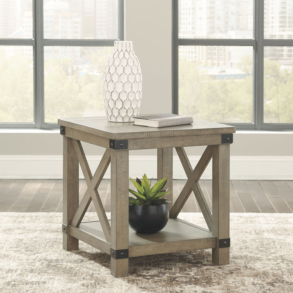 Mesa auxiliar rectangular Aldwin - Gris - Estilo Crossbuck