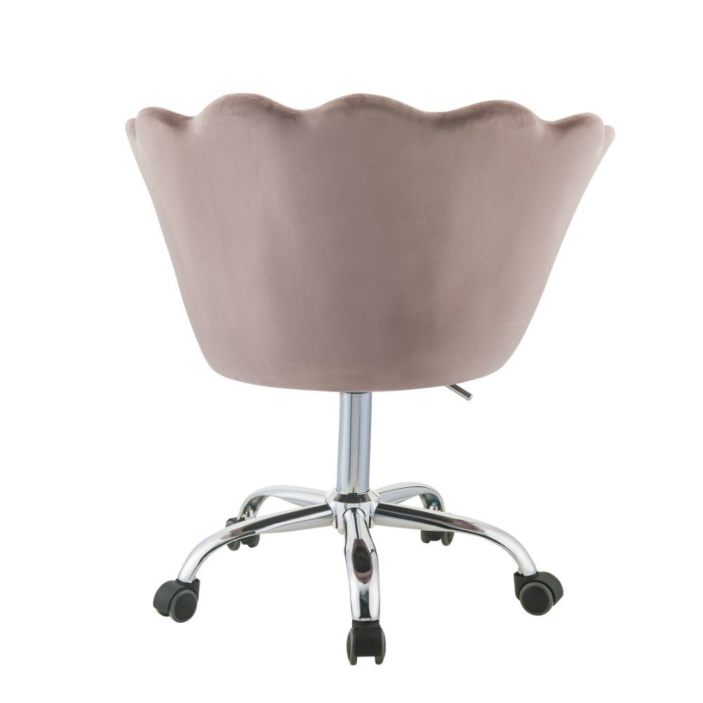 Micco - Silla de oficina - Terciopelo de cuarzo rosa y cromo