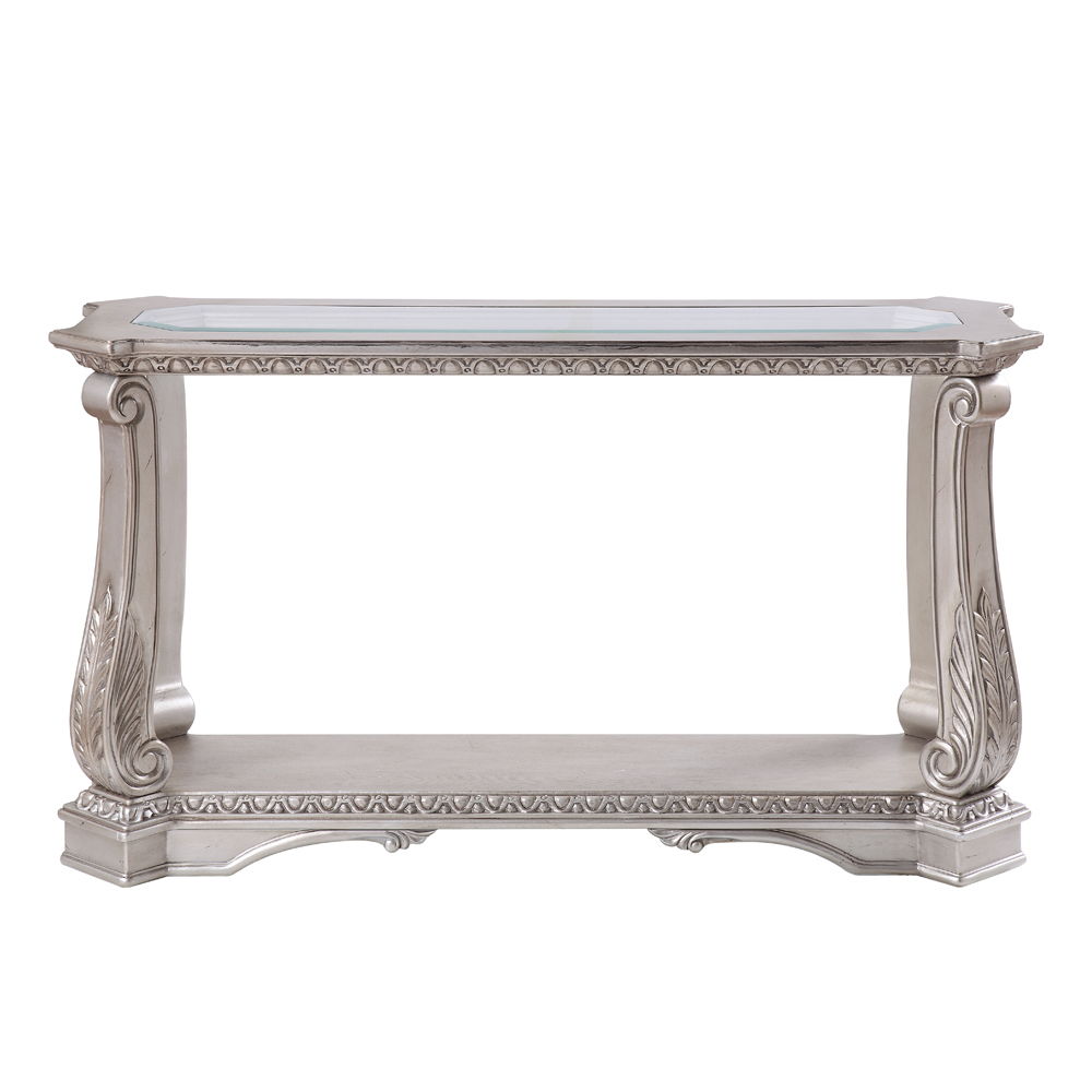 Northville - Mesa auxiliar - Plata antigua y vidrio transparente