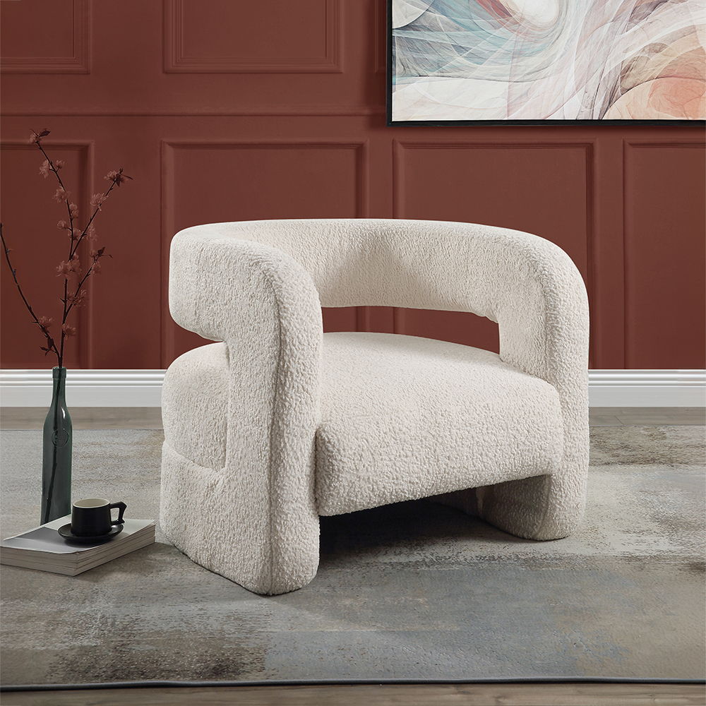 Yitua - Silla decorativa - Sherpa de peluche blanca
