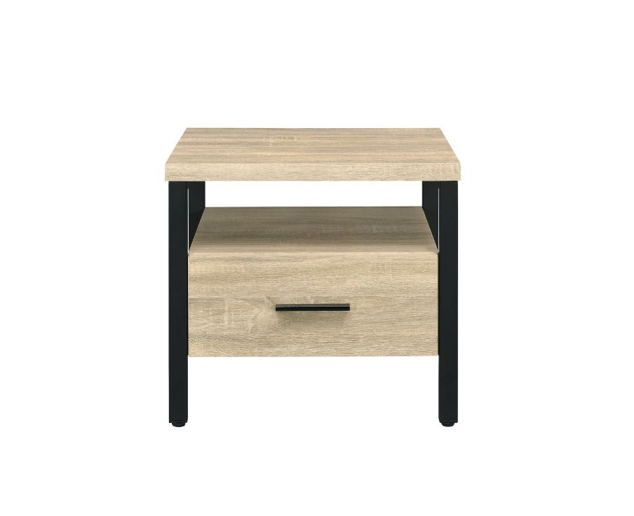 Yawan - Mesa auxiliar - Acabado en roble y negro