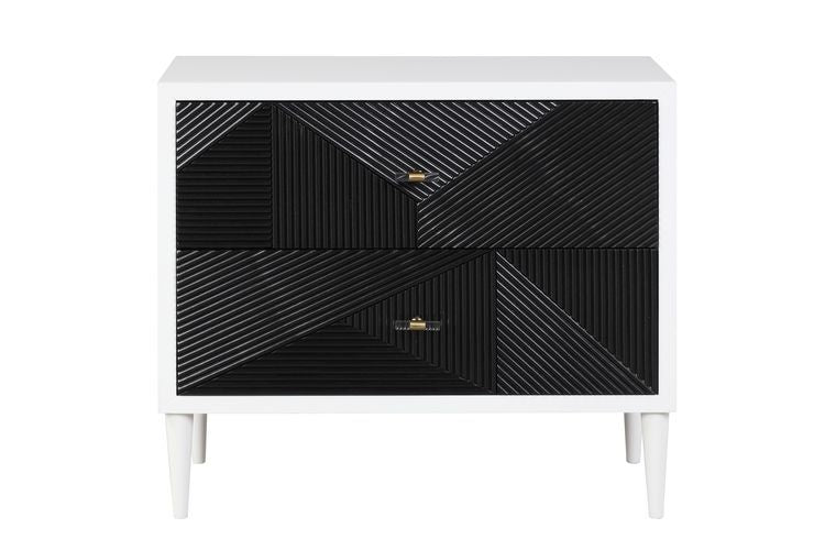 Mesa auxiliar Dubni con acabado en blanco y negro