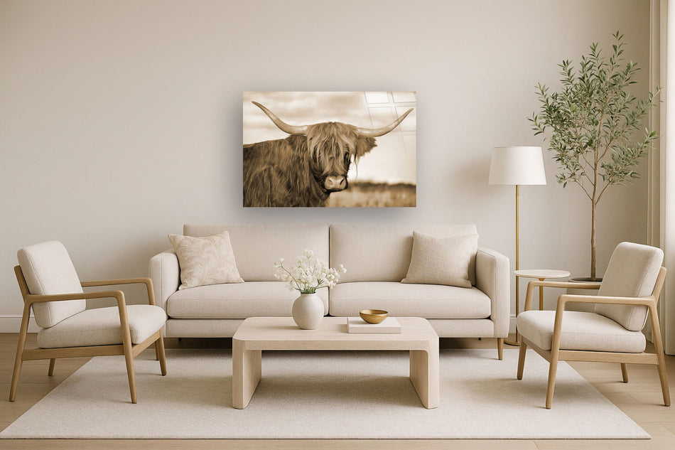 Tempered Glass With Foil - Highland Cow 1 - Light Brown